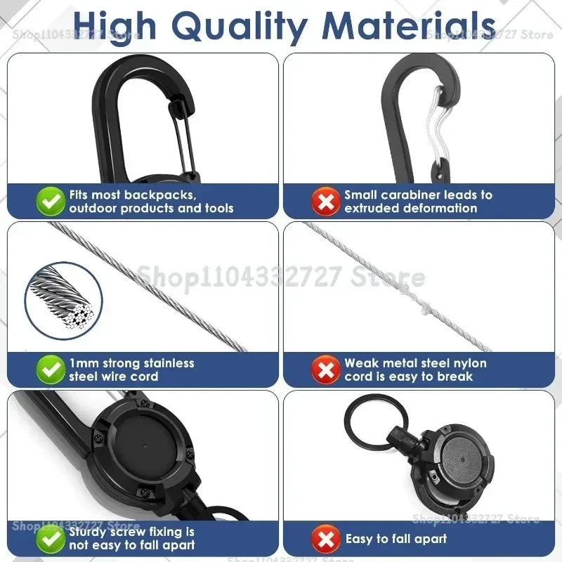 Extendable Retractable Holders KeyChain Carabiner Holder Heavy Duty Clip with Carabiner Key Chain Spring Key Ring Outdoor Tool Zpaxo
