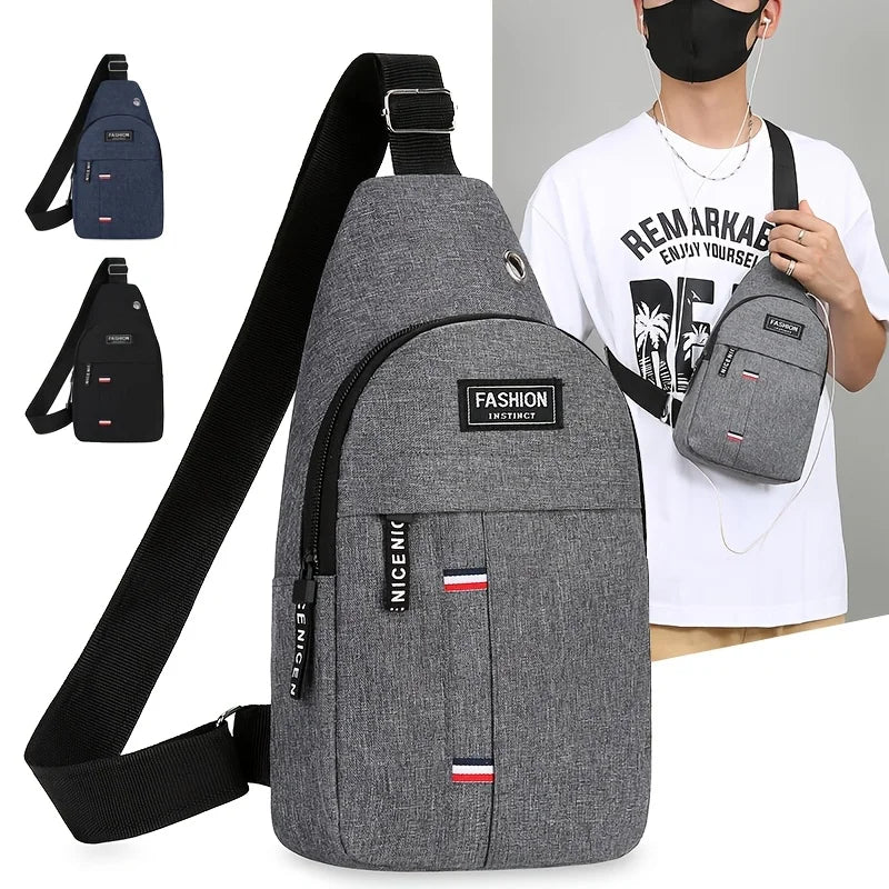 Men's Chest Bag Shoulder Crossbody Sling Casual Nylon Front Trendy