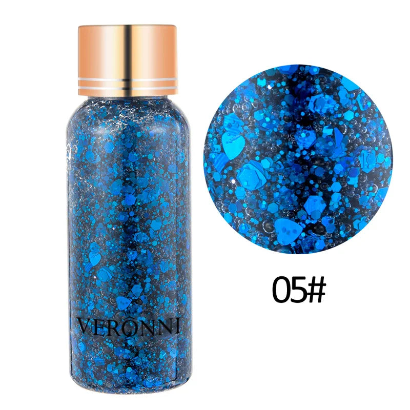 Body Sparkling Sequins Glitter Gel Eyeshadow,Stage Glitter Eyeshadow Highgloss Face Brighten Stage Makeup For Music festival Zpaxo 05