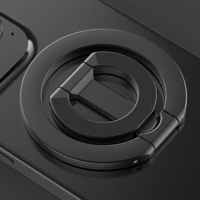 Double Sided Magnetic Phone Ring Holder Portable Folding Cellphone Zpaxo Black