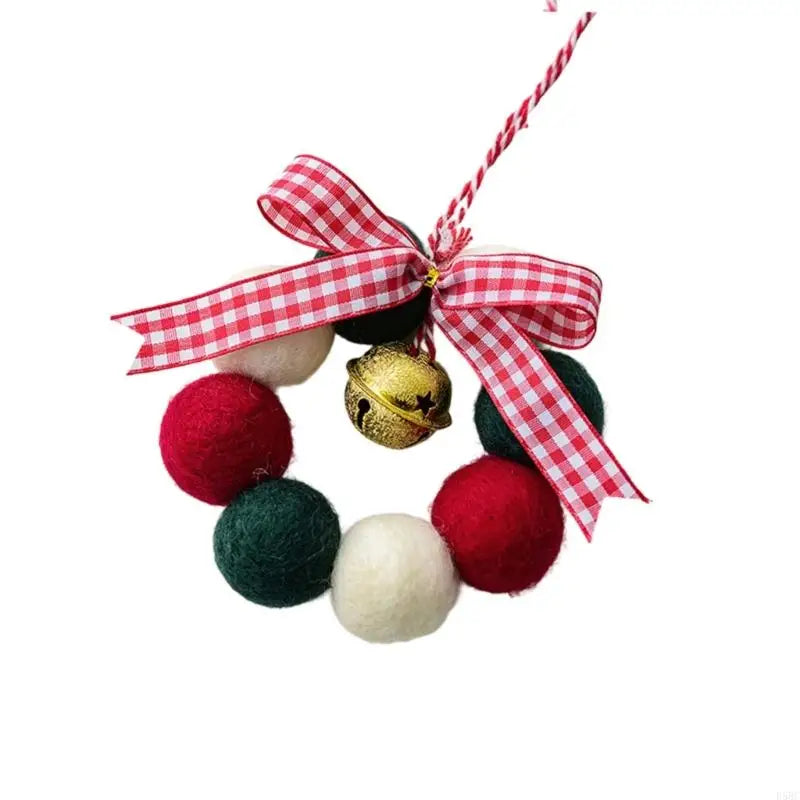 Handmade Mini Christmas Wreath Ornament Wool Felt Decors Soft Ball