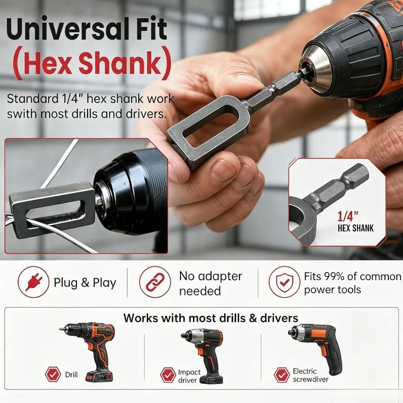 Drill Chuck Wire Twister – #9 & #11 Fence Wire Tying Tool