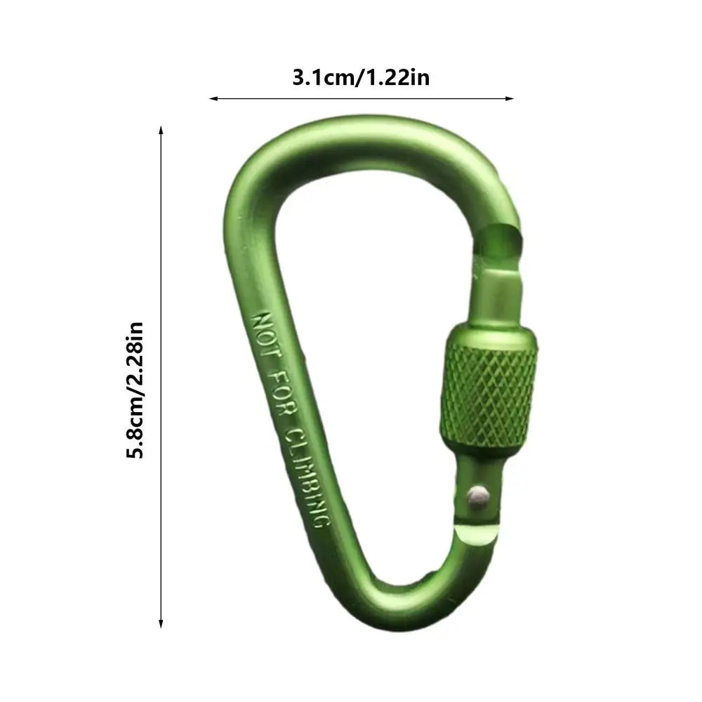 D-shape Carabiner Aluminium Alloy Sports Keychain Multi Colors with Lock D-shape Carabiner Camping Hiking Hook Outdoor Tool Zpaxo Green