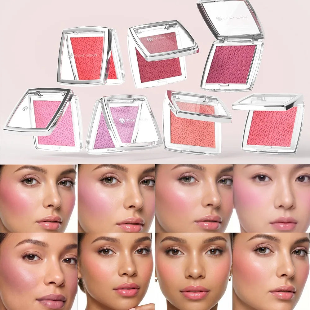 Velvet Matte Blusher Palette Embossed Design Ultra-Fine Texture Natural Brighten Skin-Fit Blendable Buildable Face Rouge Makeup Zpaxo