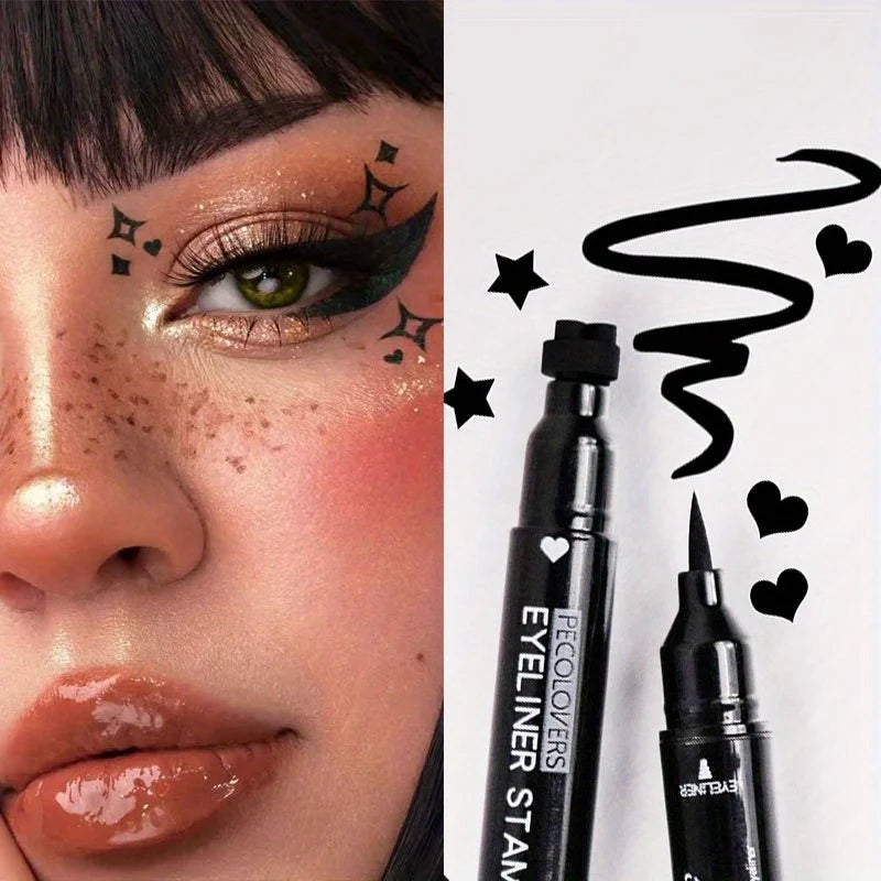 Star Liquid Eyeliner Black Moon Stamp Eye Liner Pencil 2 in 1 Waterproof Long-lasting Easy Applying Eye Eyeliner Pen Makeup Zpaxo
