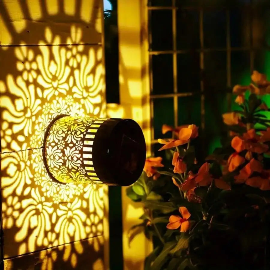 Solar-powered Lotus Peony Lamps Openwork Wrought Iron Garden