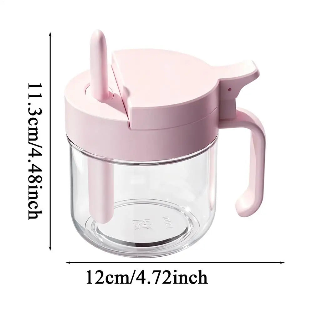 Glass Seasoning Jar Spoon Airtight Leakproof Condiment Container Zpaxo Pink