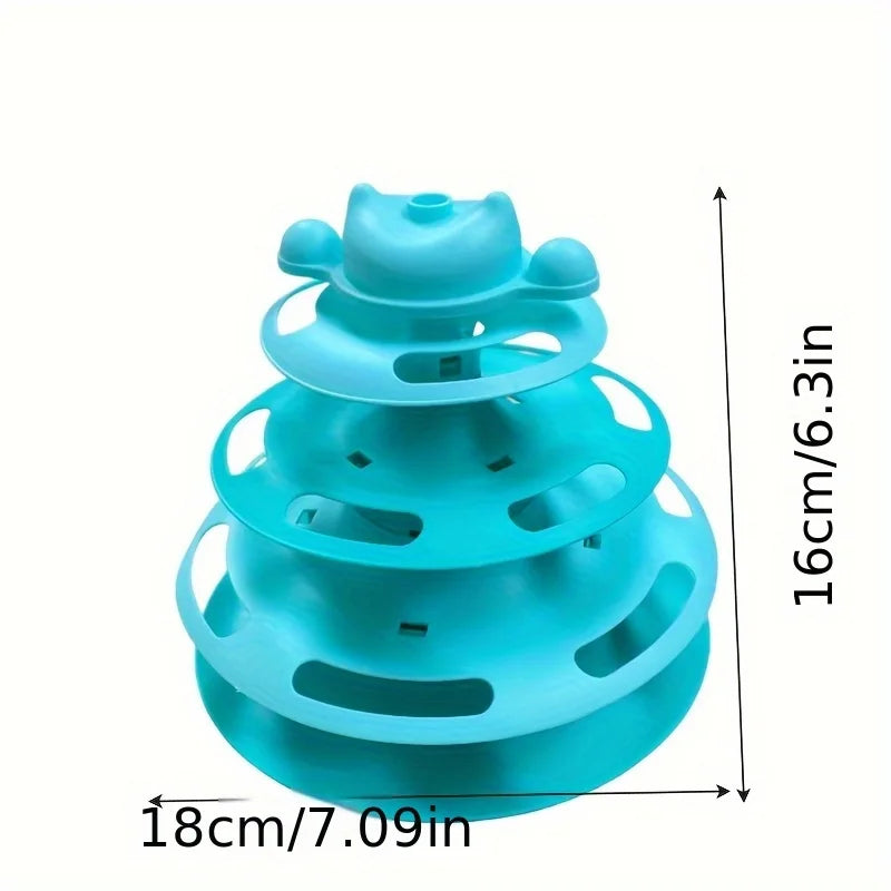 1pcs 4-Layer Cat Turntable With Fun Toy Ball And Playing Stick - Interactive Toy For Cats Zpaxo