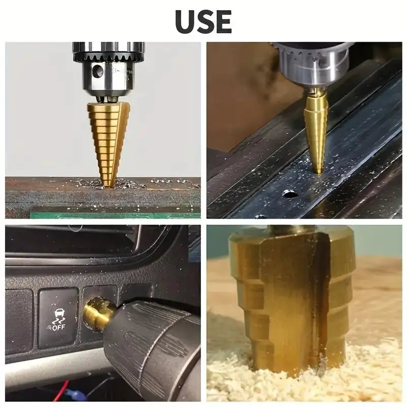 3PCS step drill kit-for wood and metal | Multi-size drilling tool kit without power supply Zpaxo