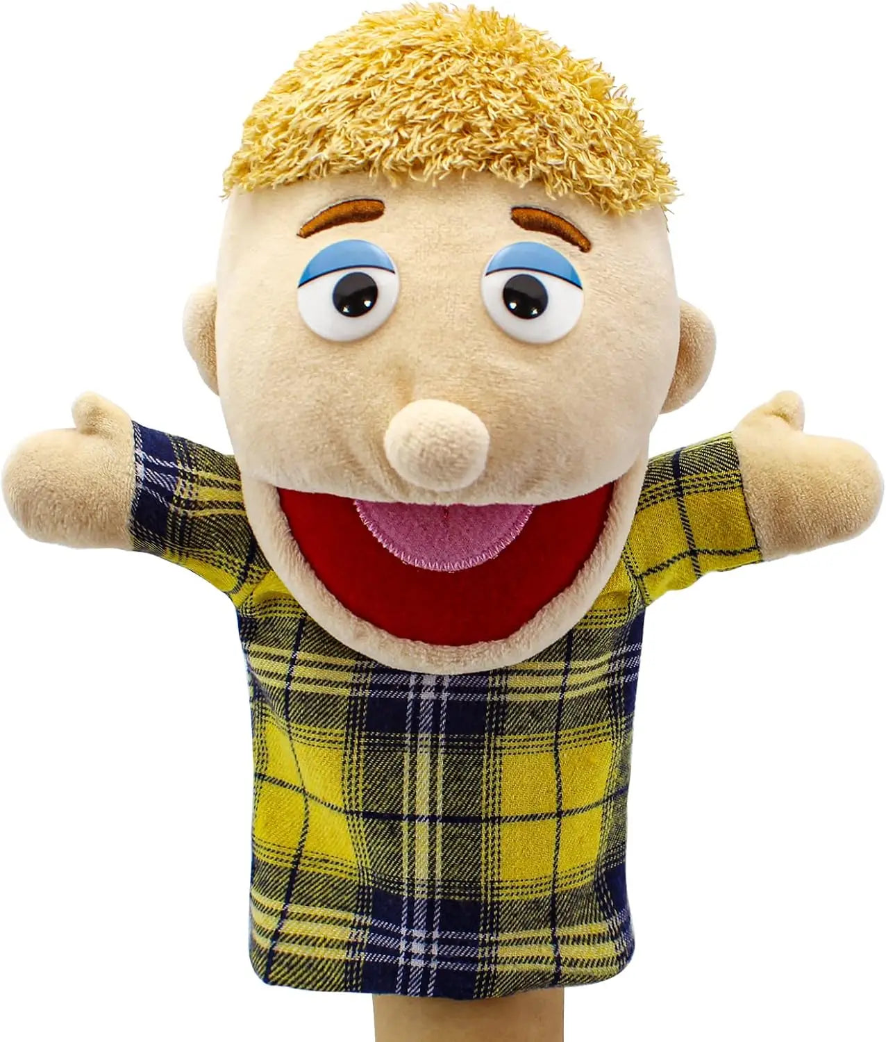 Family Plush Hand Puppets 28- Soft Skin-friendly Toy Open-mouth Zpaxo Boy