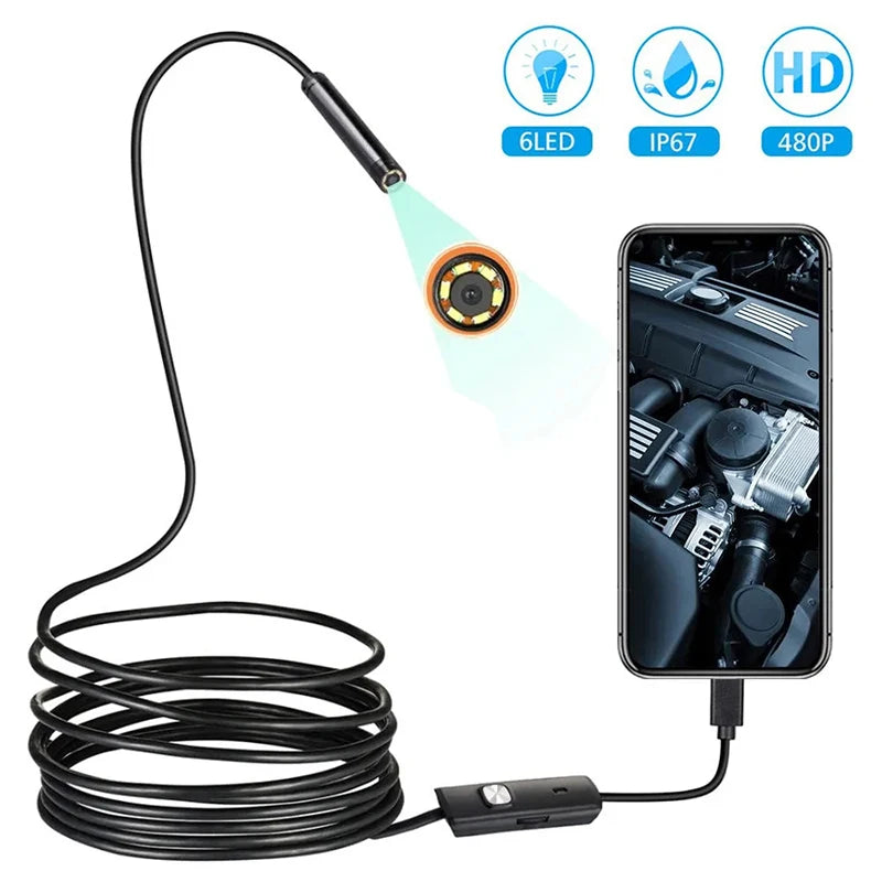 5mm 7mm Mini Endoscope Camera Waterproof 3 IN 1 Endoscopio USB Android for OTG Type C Smartphone PC Snake Camera for fish finder Zpaxo