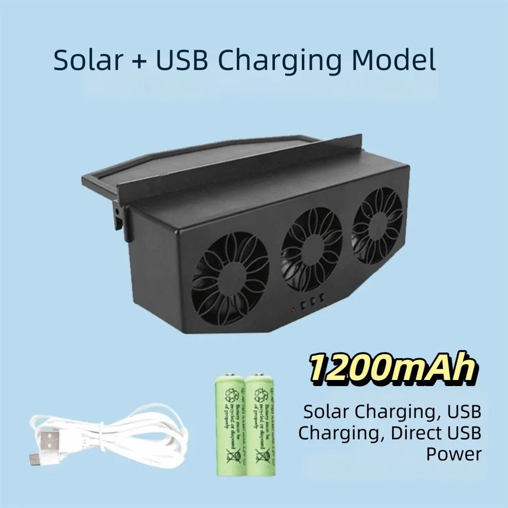 Solar Powered Car Ventilator Low Energy Consumption Continuous Zpaxo Black