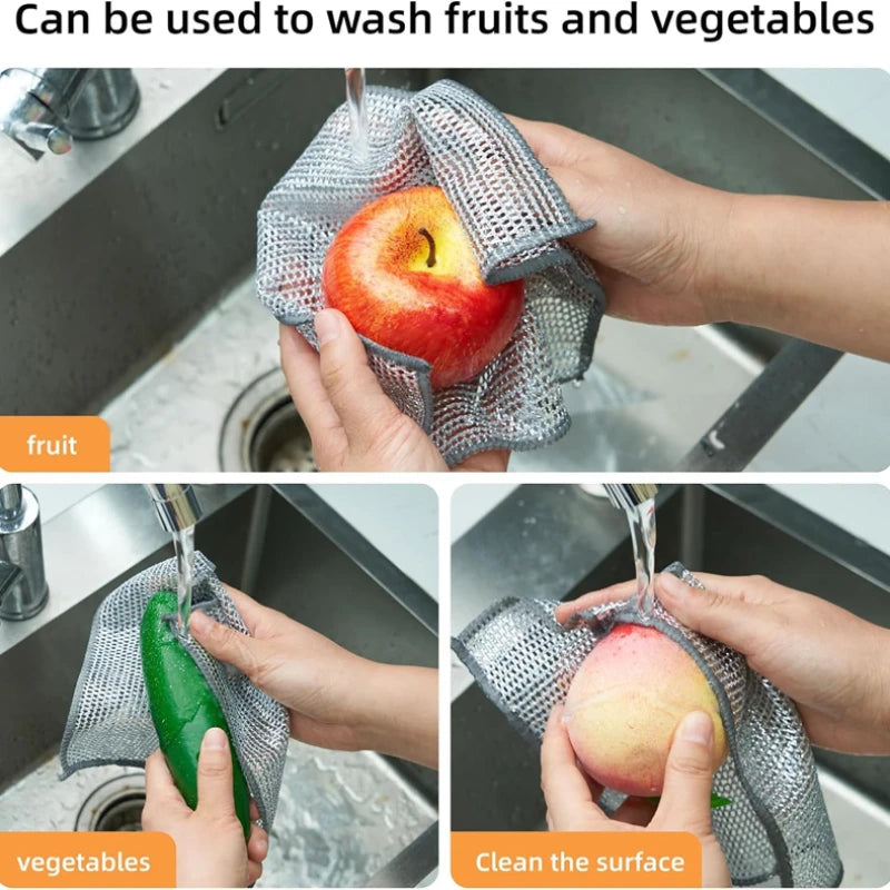 Multifunctional Non-Scratch Wire Dishcloth Wire Dishcloth Multipurpose Wire Microfiber Cloth Cleaning Cloth Magic Dish Towel Zpaxo