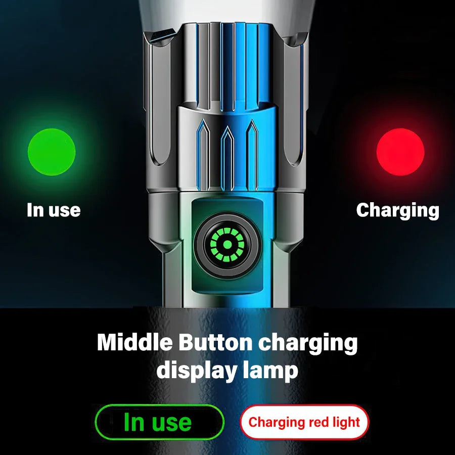 ZHIYU P200 LED Zoom Tactical Flashlight – 1600lm USB Rechargeable