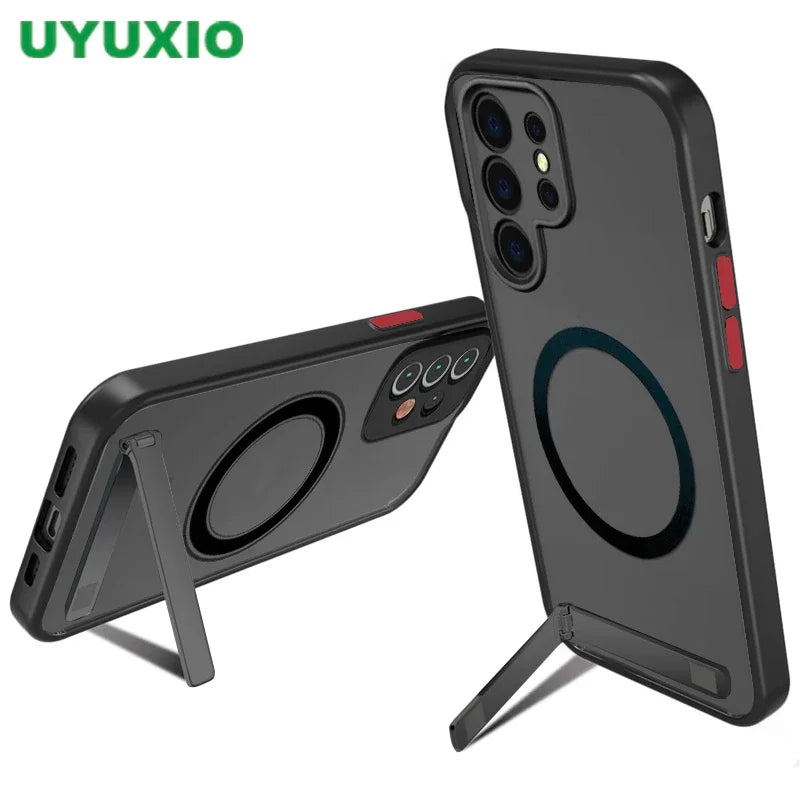 UYUXIO Kickstand Mobile Phone Case Magnetic Wireless Charge Samsung