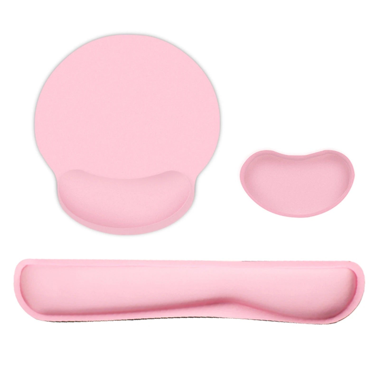 Ergonomic Memory Foam Wrist Support Set Keyboard Wrist Rest Mouse Wrist Rest Mouse Pad Set with Fabric Anti-slip Rubber Base Zpaxo Pink