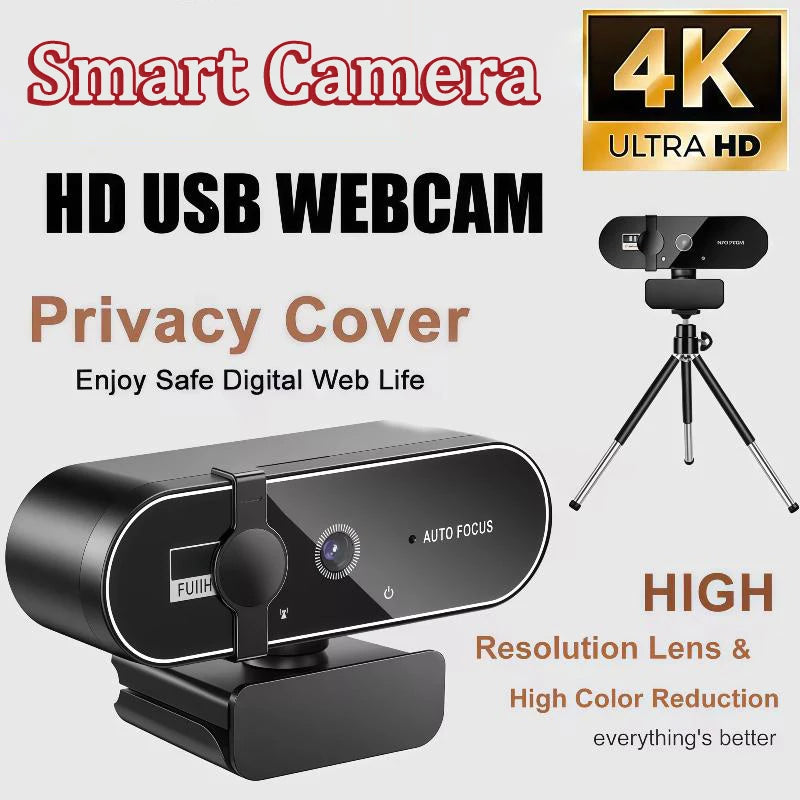 Mini Camera 4K Webcam Microphone Auto Focus Laptop Video Shooting USB