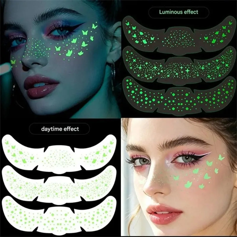 4 Sheets Luminous Freckle Tattoo Stickers Long Lasting Sparkle Star