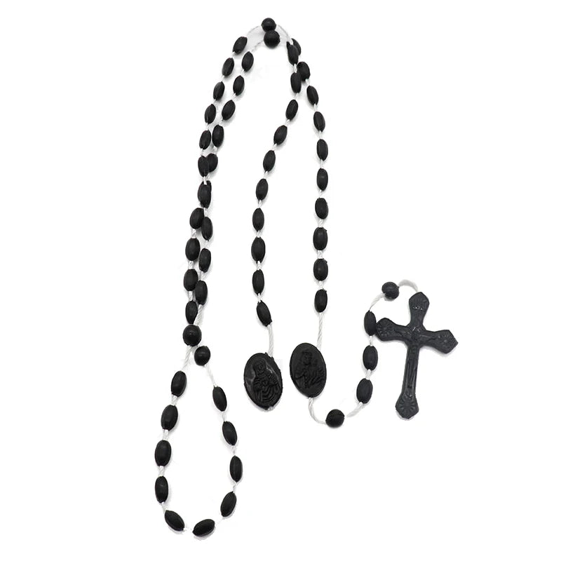 Luminous Catholic Christ Jesus Cross Plastic Rosary Crucifix Necklace Zpaxo