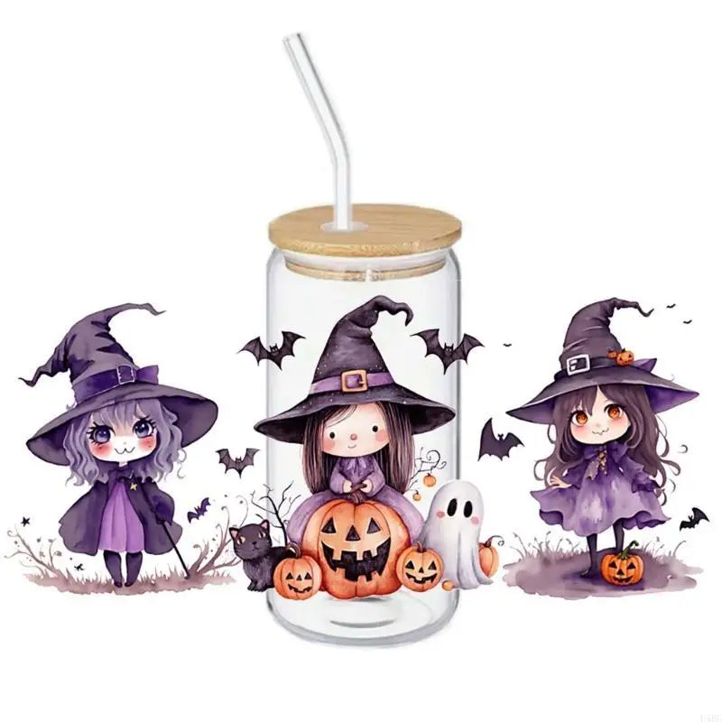 Halloween Party Decoration Sticker Glass Cup Cartoon Girl Pattern