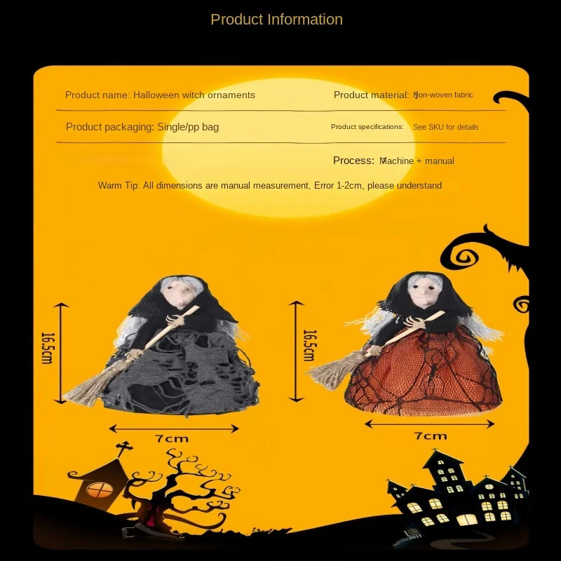 Halloween Broom Witch Exquisite Broom Puppet - Party Dress up - Horror and Cute Halloween Props for Indoor and Courtyard Zpaxo