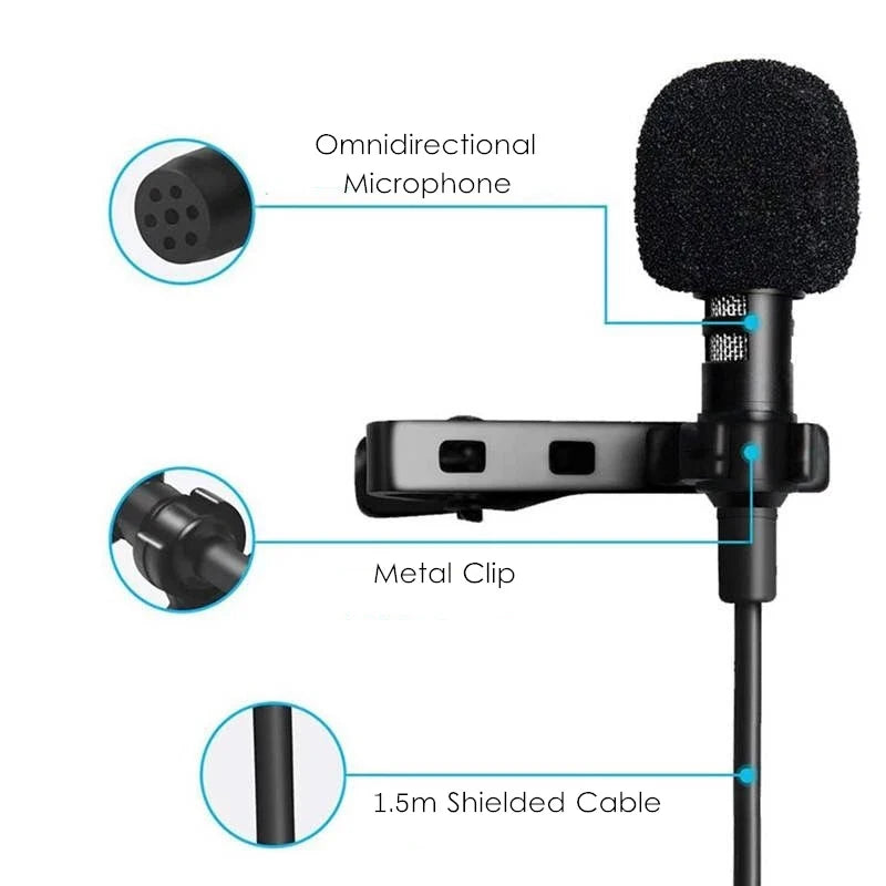 3.5mm Lavalier Mini Microphone USB Type C Clip-on Microfon Condenser Lavalier Tie Clip Mikrof For Cell Smartphone PC Laptops Mic Zpaxo