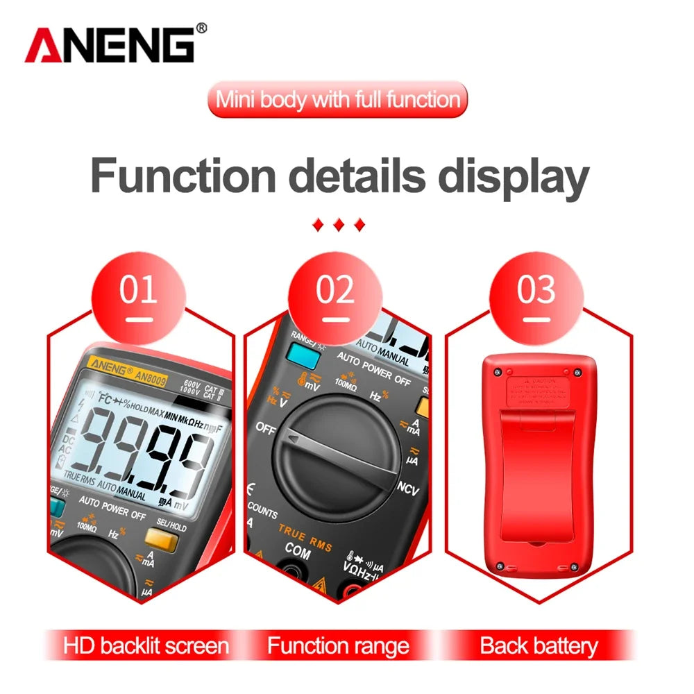 ANENG AN8009 Electrical Capacitance Meter Temp Diode Transistor