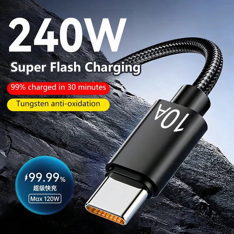 240W USB-C Fast Charging Cable 6A – 0.3m to 3m for Android USB-C Charging Cable Zpaxo