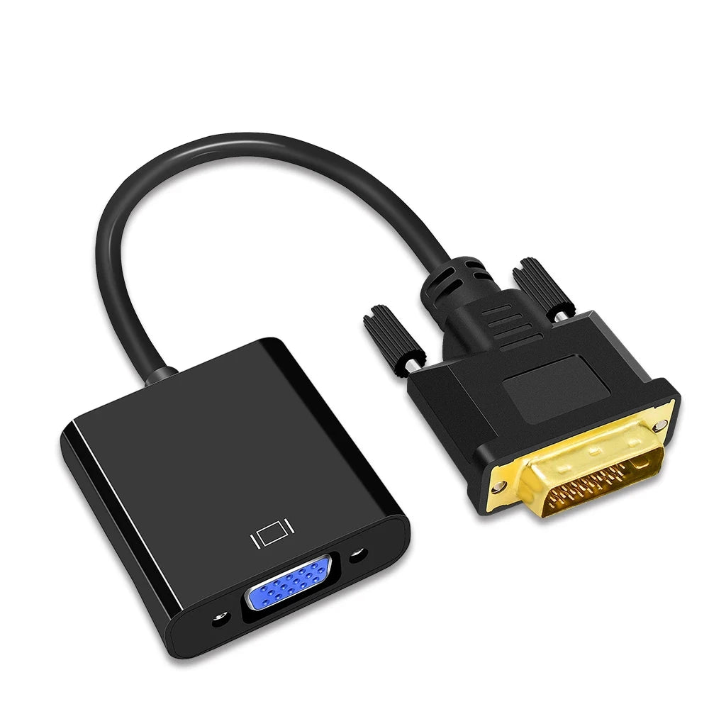 Full HD 1080P DVI-D DVI VGA Adapter Video Cable Converter 24+1 25Pin Zpaxo