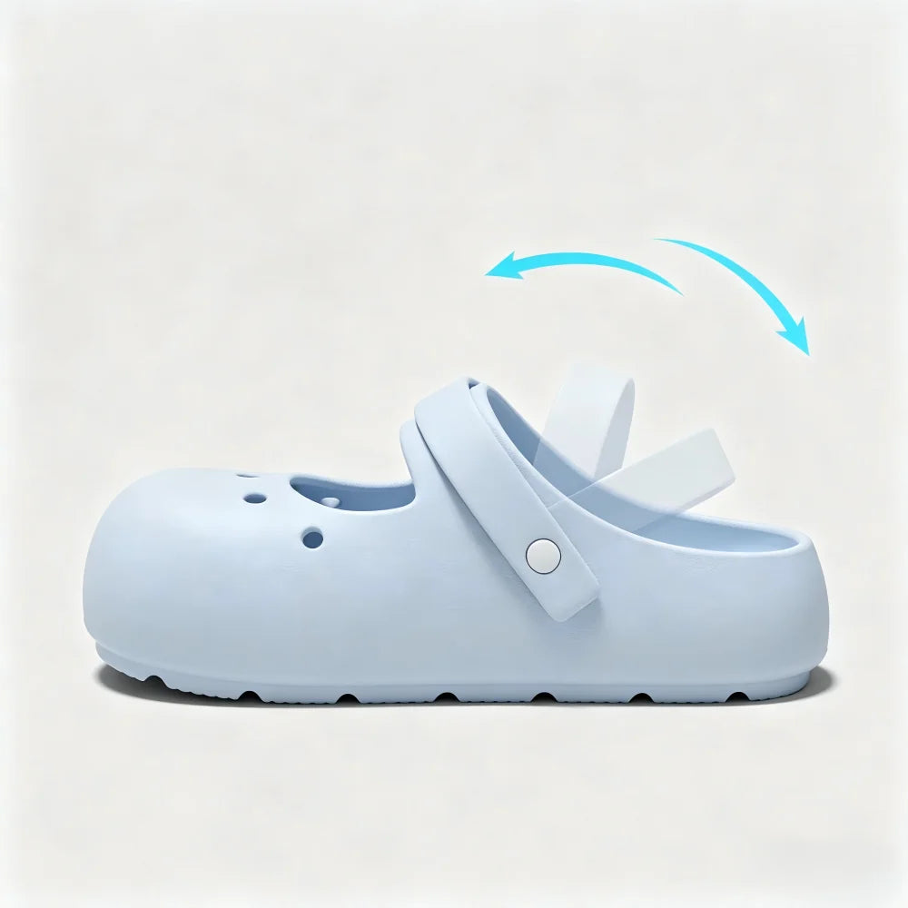 Women Summer Mary Jane Clogs Closed Toe Cloud Feel Non Slip Slippers