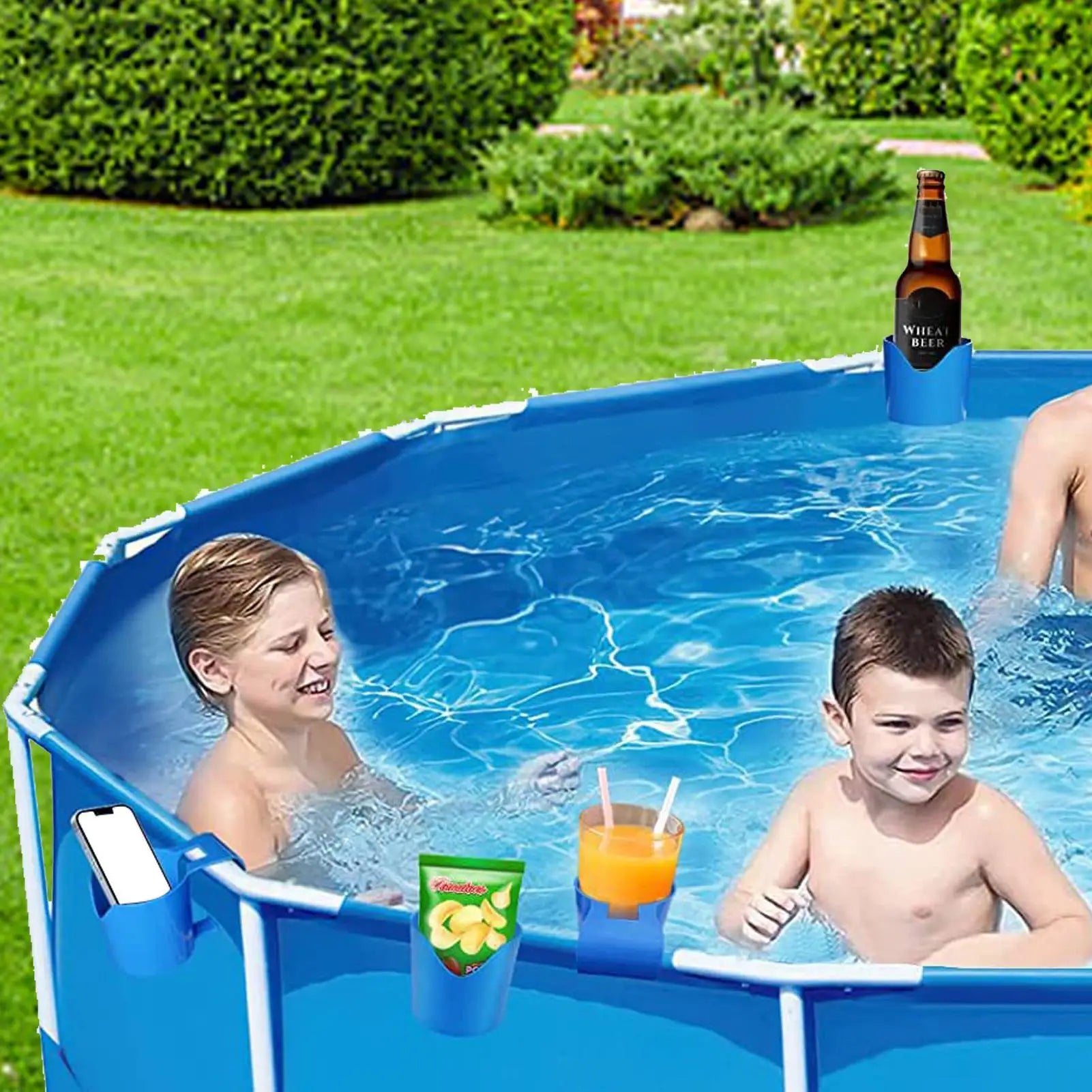 Poolside Cup Holder Backyard Pools No Punching Beer Bottle Drink