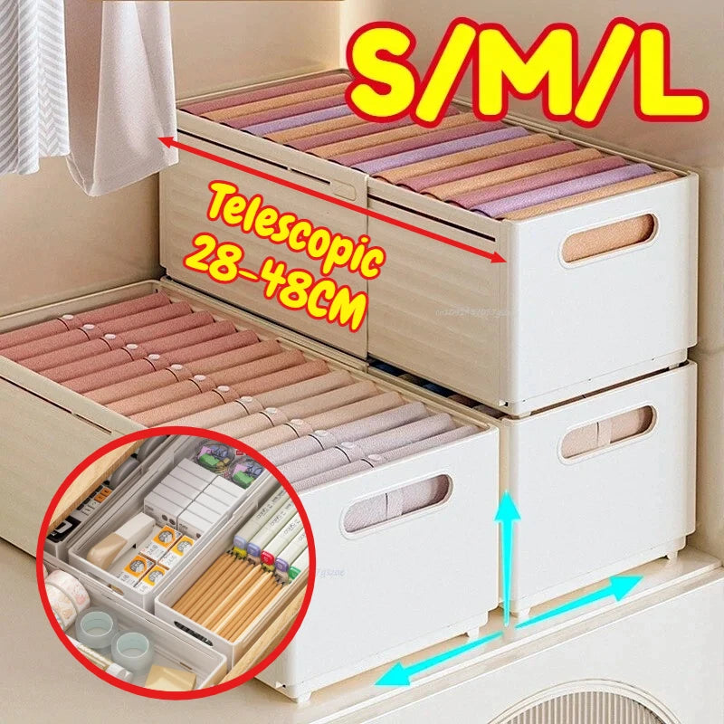 Telescopic Storage Box Multi-functional Storage Drawers Wardrobe Organizer and Locker Jeans Wardrobe Clothes Drawer Organizer Zpaxo