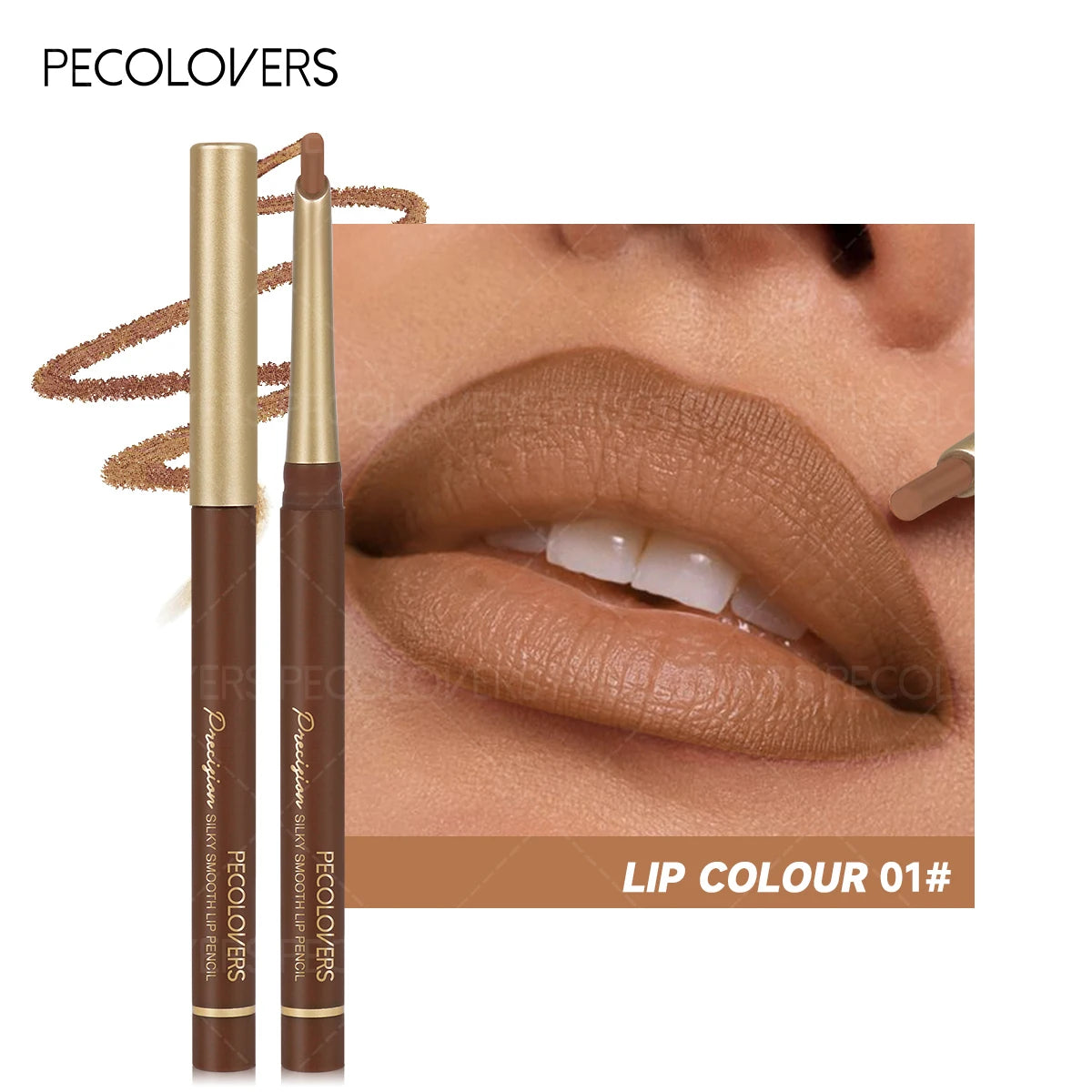Brown Lip Contour Liner Satin Stained Finish Easy Overline Kiss