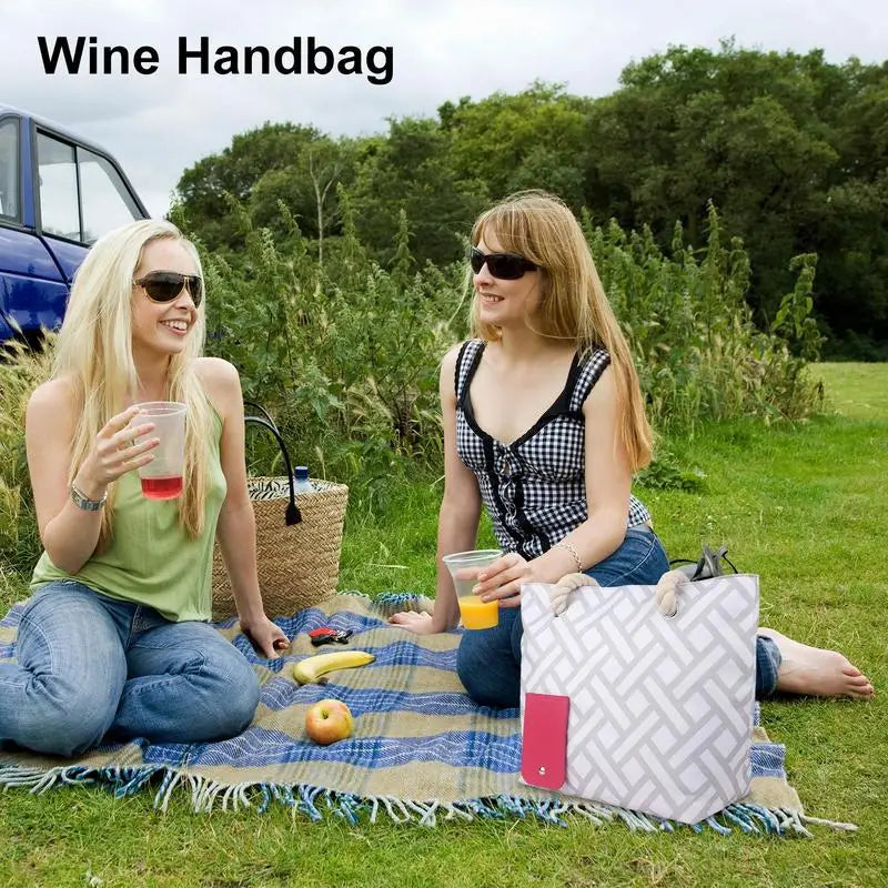 Beach Wine Purse With Hiddens Insulated Compartment Holds 2 Bottles Of Wine For Travel Insulated Cooler Bag Wine Tote Purse Zpaxo