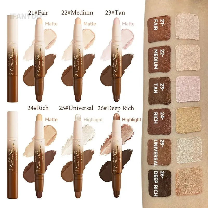 Contour Stick Double-ended Highlight Shadow Cream Waterproof Full