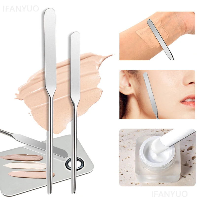 Stainless Steel Makeup Foundation Spatula Mixing Stick Powder Base
