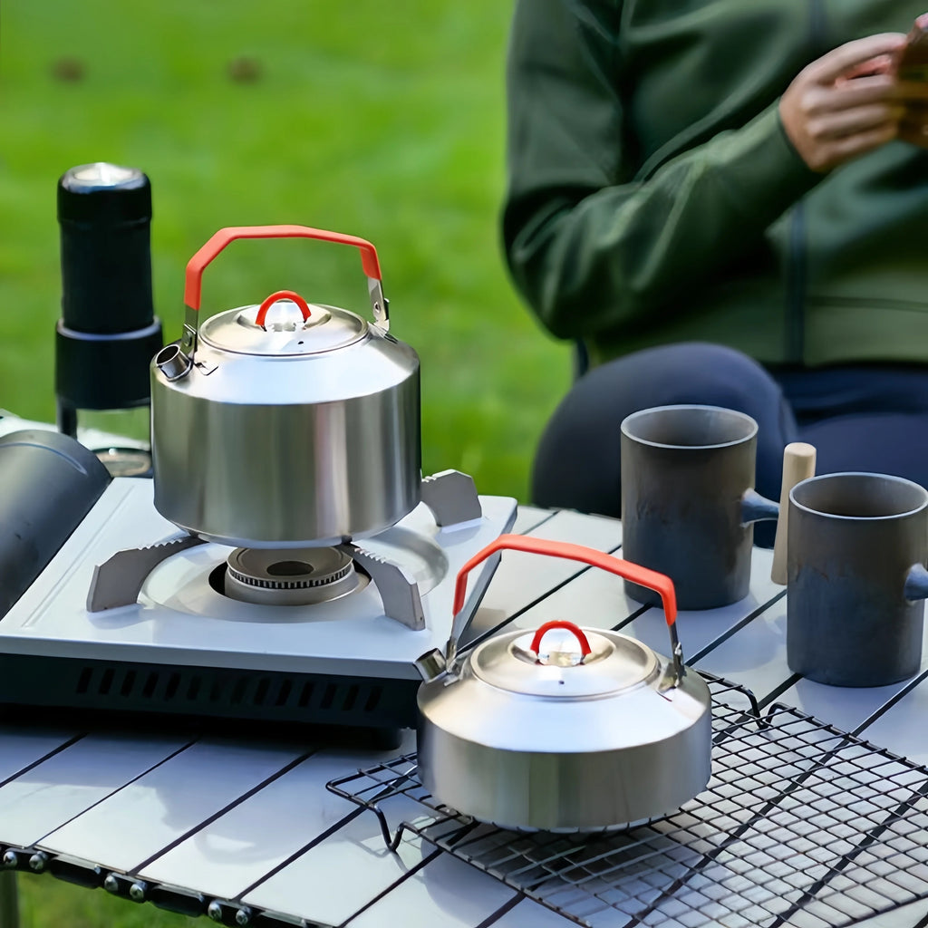 Stainless Steel Camping Kettle Portable Outdoor Picnic Teapot Durable Hiking Water Pot Reusable Coffee Kettle for Backpacking Zpaxo