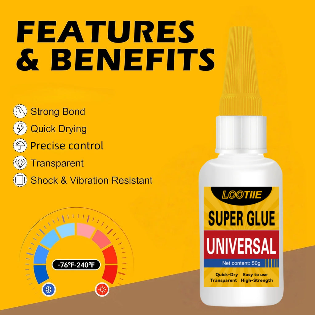 50g (1.76oz) Multi-Purpose Super Glue - Transparent Strong Adhesive for Plastic, Wood, Metal, Crafts & Repairs, Instant Bond, Fa Zpaxo