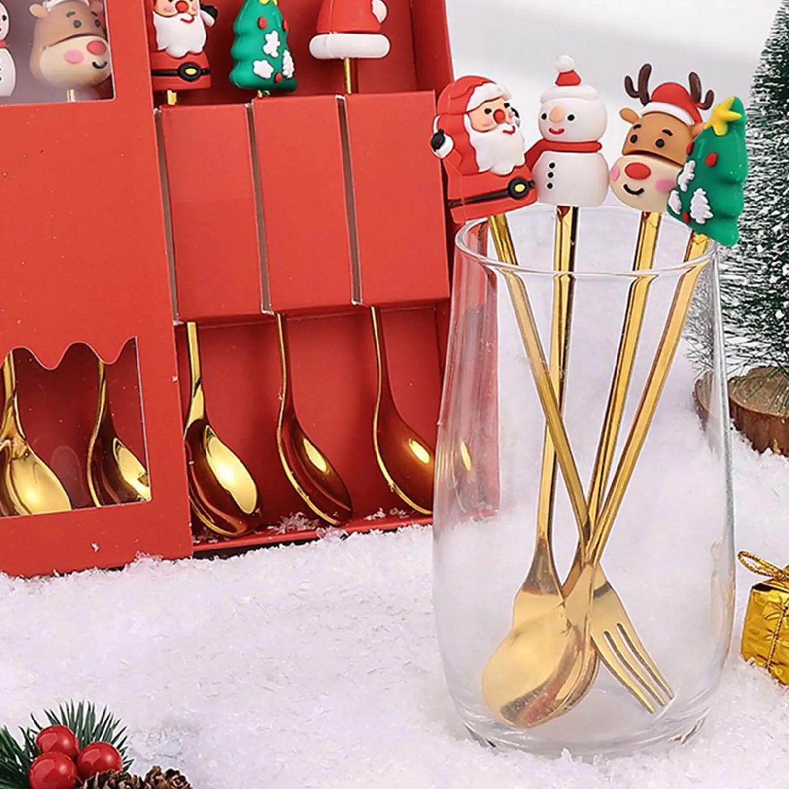 Mini Spoons Stainless Steel Dishwasher Safe Forks Christmas Stirring
