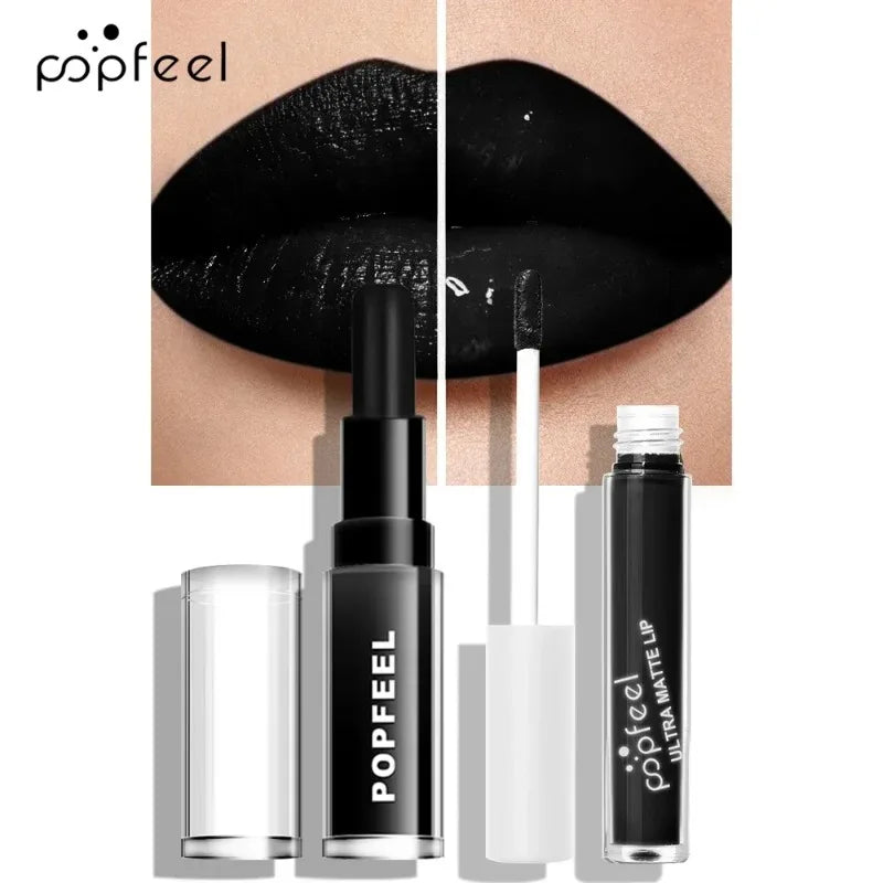 Punk Matte Black Liquid Lipstick Waterproof Long Lasting Party Lip
