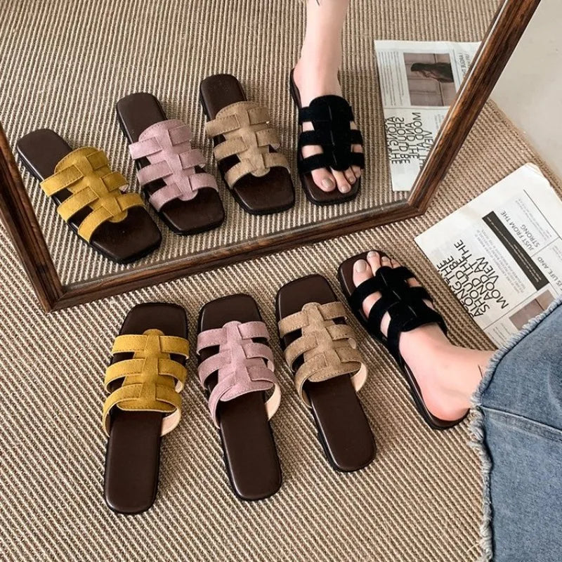 Summer New Women Slippers Flat Bottom Non-slip Outdoor Open Toe Beach Female Sandals Sexy Fashion Design Slides Woman Shoes Zpaxo