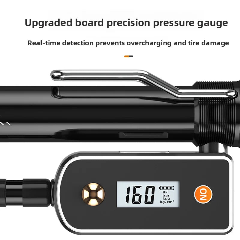 Portable Bicycle Hand Pump 160PSI – Manual Pump with Gauge