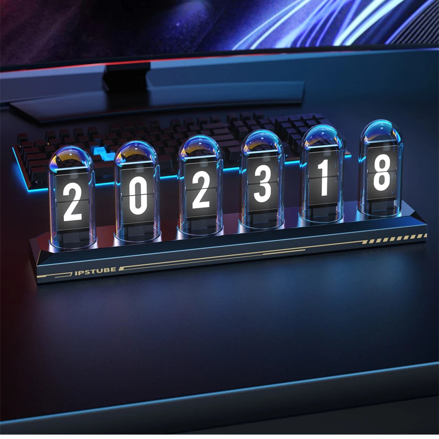 RGB Glow Tube Clock DIY LED Electronic Nightlights Silent Table Lamp Digital Watch Decoration for Home Desktop Decoration Zpaxo