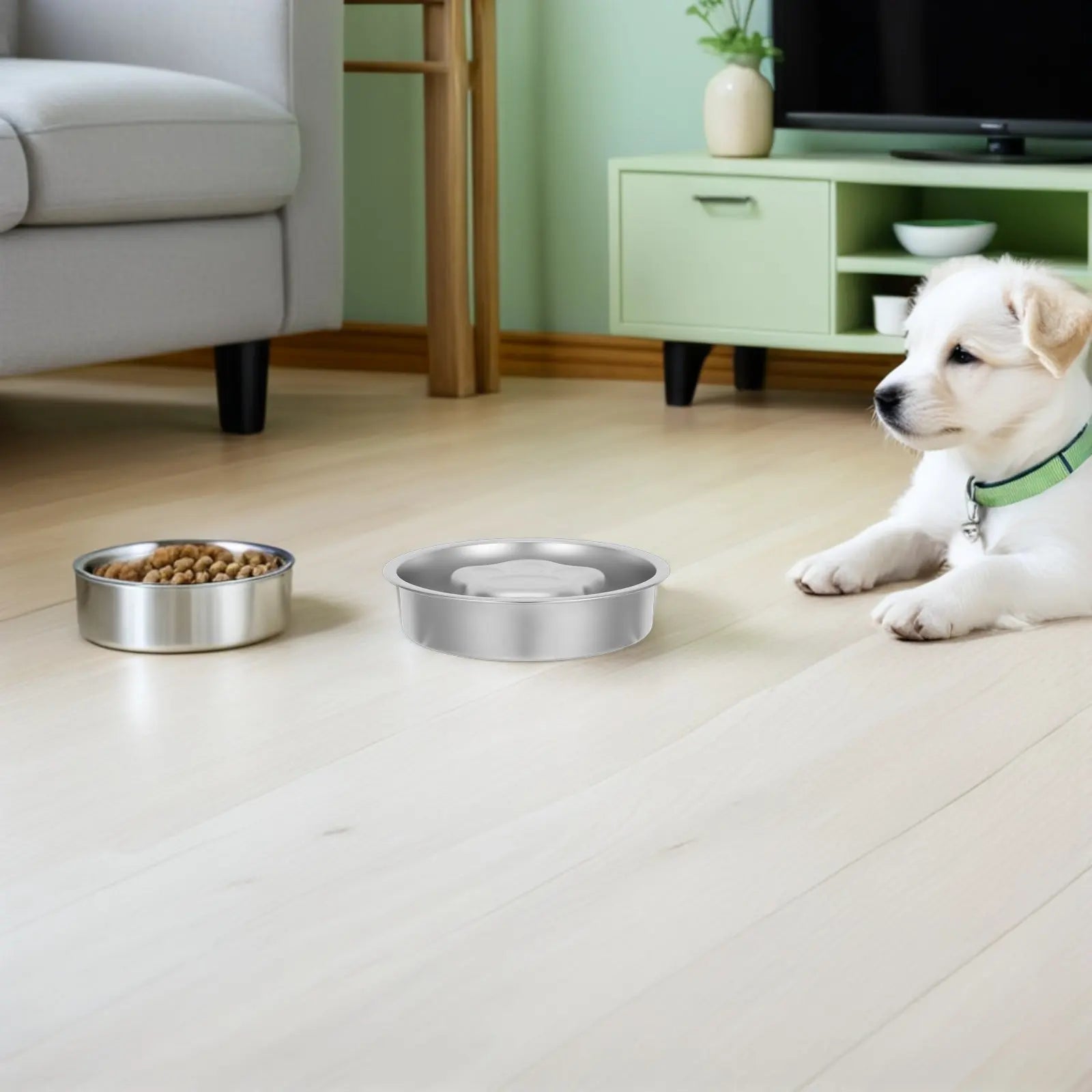 Stainless Steel Slow Feed Dog Bowl Non-slip Base Licking Enrichment
