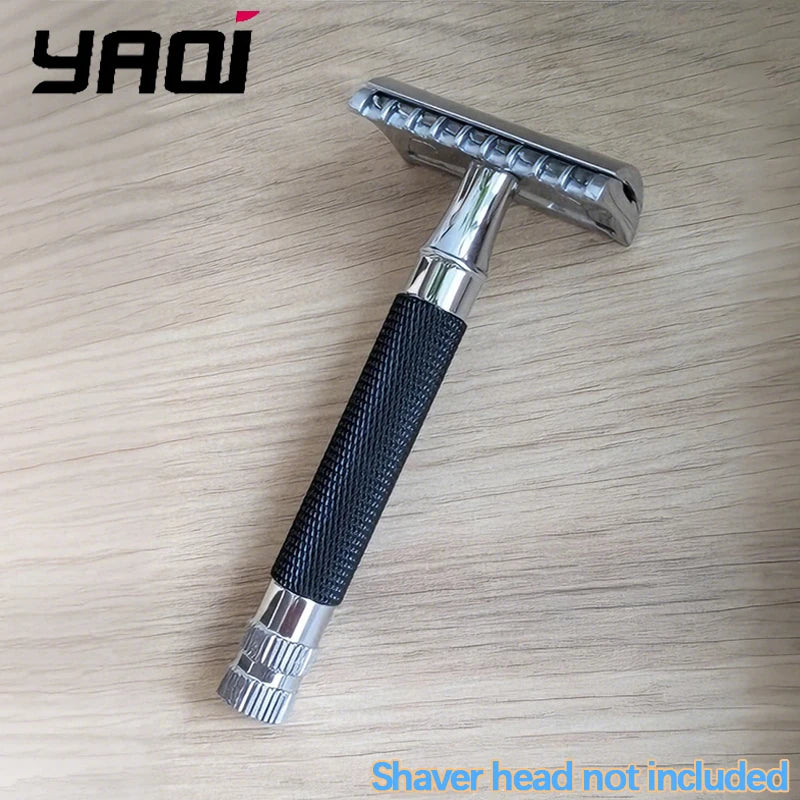 2026 Top Selling！Yaqi Men's Black Chrome Brass Safety Razor Handle 91mm Length Classic Wet Shaving Accessory Zpaxo
