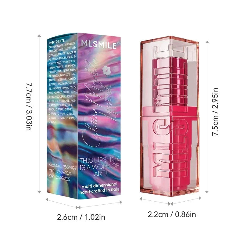 Pearlescent Glitter Lipstick Fine Shimmer Shiny Lip Blam Waterproof Long Lasting Moisturizing Lip Tint Pink Sexy Lips Makeup Zpaxo