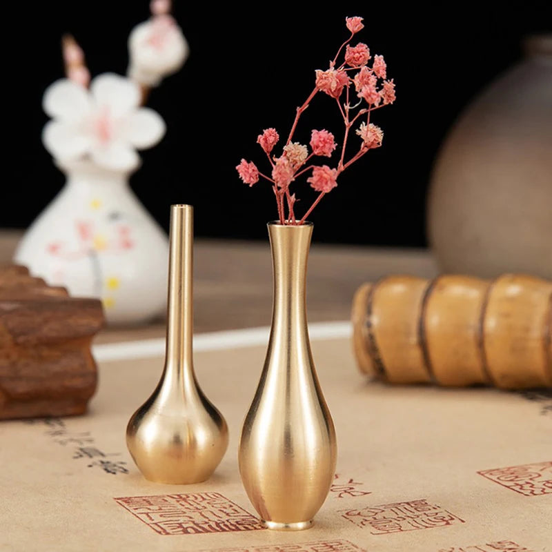 Nordic Mini Pure Copper Vase Plated Golden Flower Home Decoration