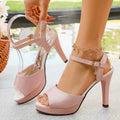 Women Sandals Open Toe Platform Heels Shoes Trend Summer Fashion Heel Zpaxo Pink 42