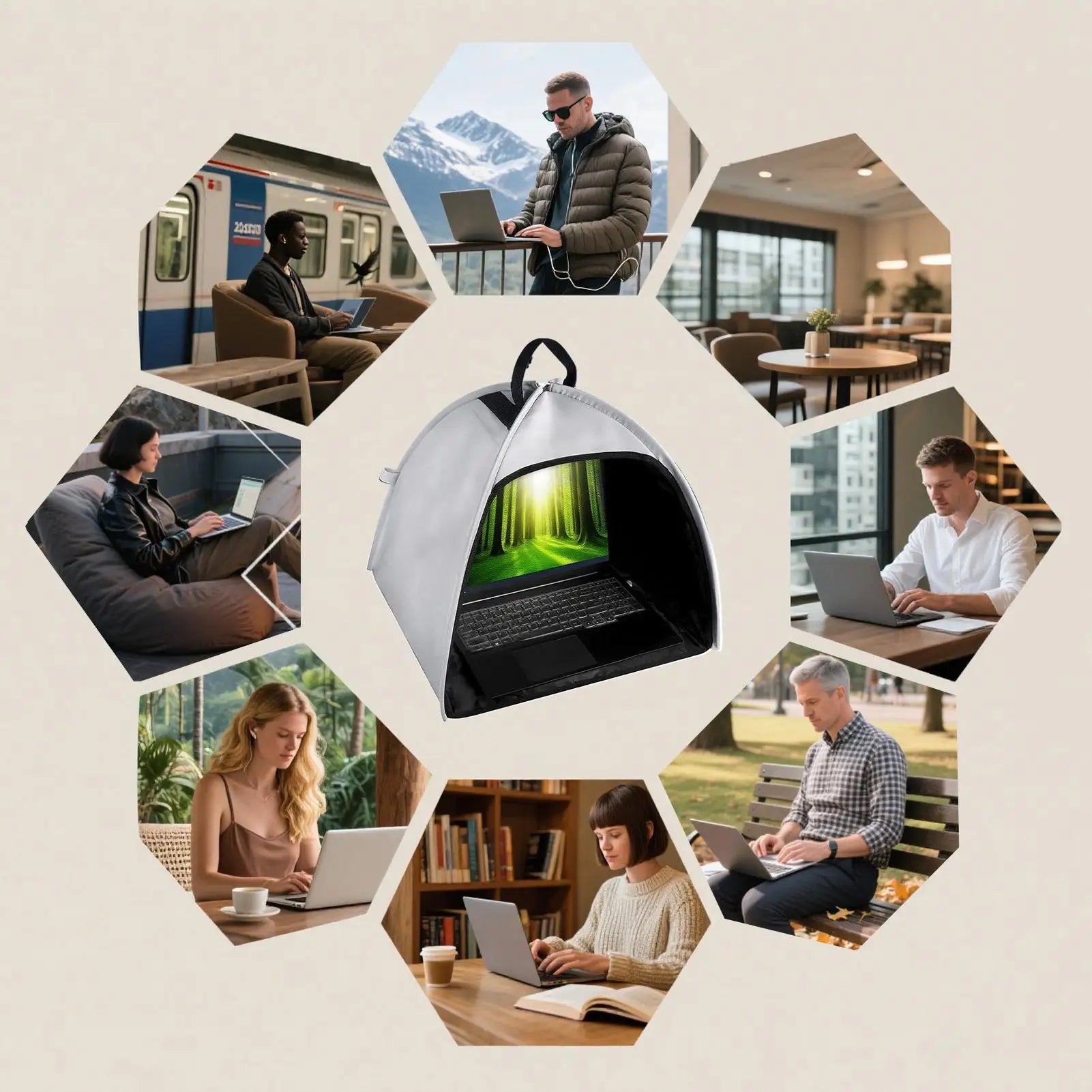 Laptop Shade Working Outside Waterproof Foldable Portable Heat UV