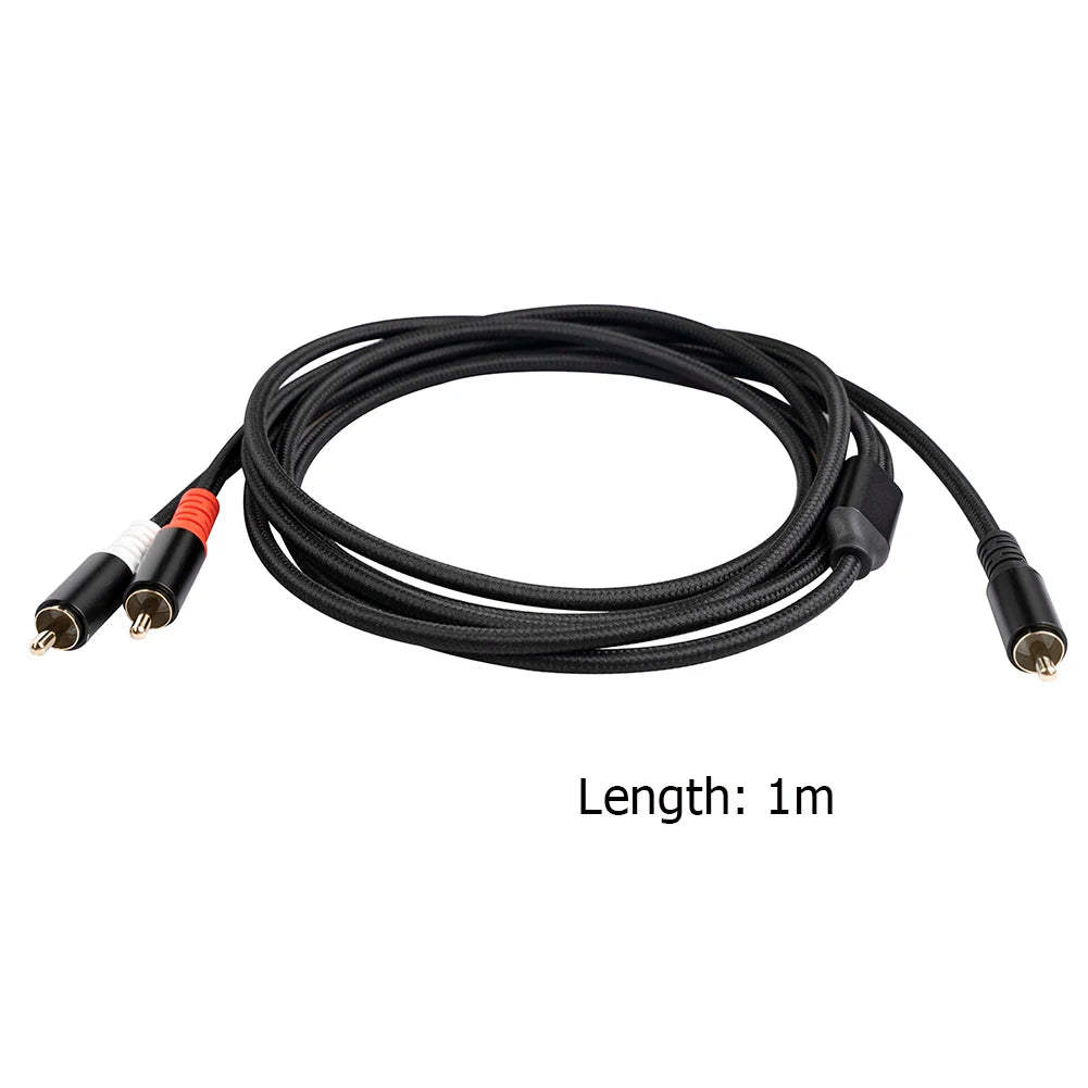1/2/3/5M Subwoofer Y Cable 1 RCA Male To 2 RCA Male Audio Cable RCA To Dual RCA Audio Cable Splitter for TV Amplifier DVD Player Zpaxo